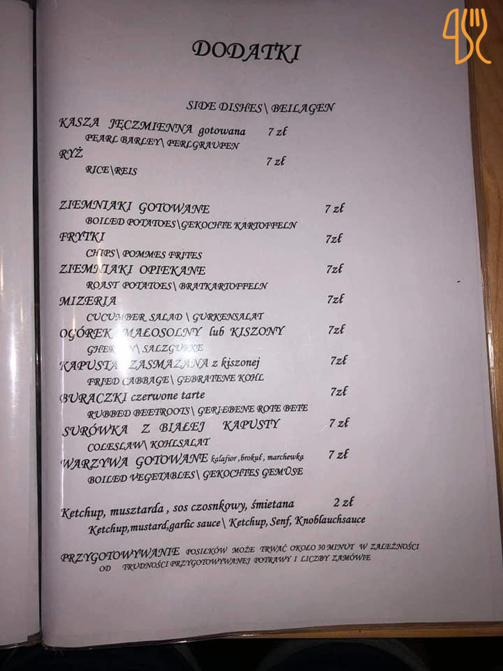 Szynk Na Zamosciu Menu