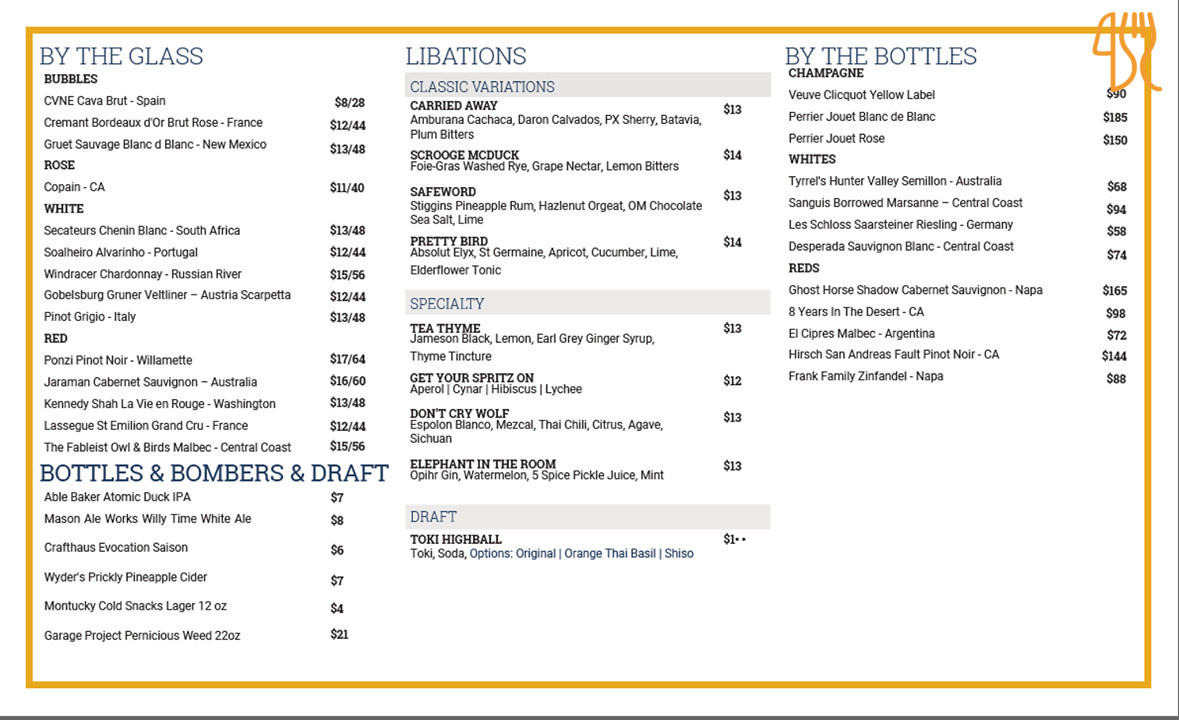 Pod Kasztanami Menu
