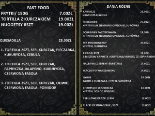 Helios. Sala Bankietowa Menu