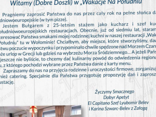 Pizzeria Wakacje Na Południu Kuchnia Bałkańska Dania Z Grilla Ryby Mięsa Z Grilla Wołomin
